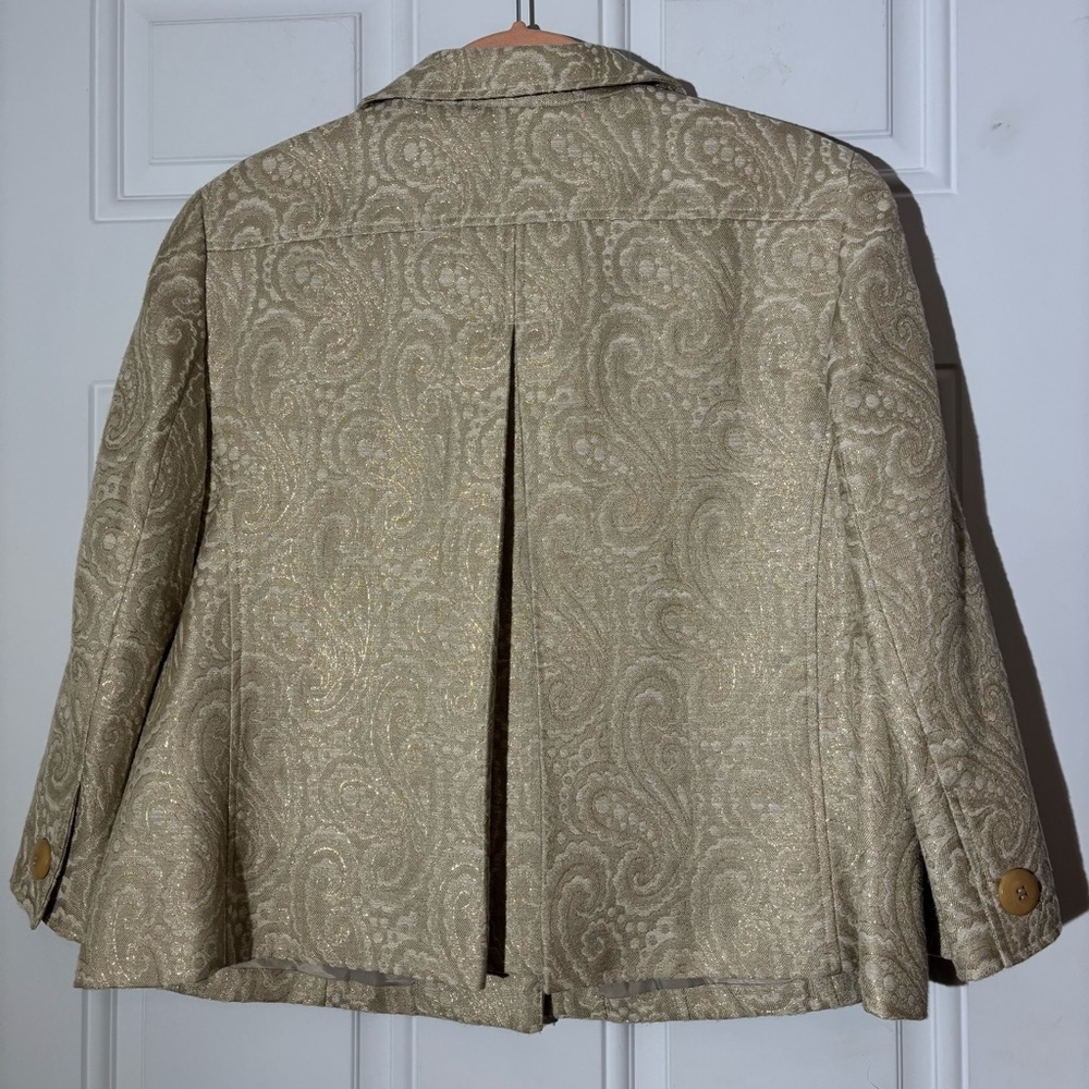 Talbots Metallic Gold Brocade Jacket, Size 12 - Picture 9 of 12